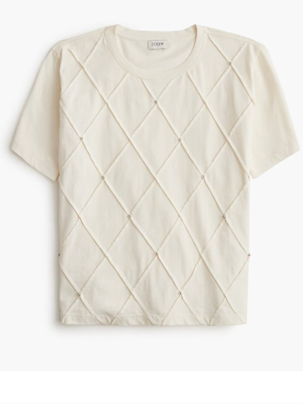 J Crew Factory Ivory Jewel-Embellished Tee NWT